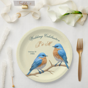 Ivory Pastel Lovebirds Romantische Bluebirds Hochz Pappteller