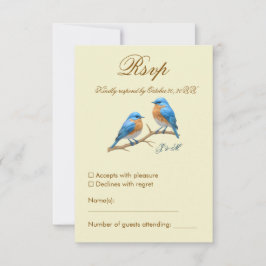 Ivory Pastel Lovebirds Romantische Bluebirds Hochz RSVP Karte