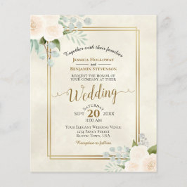 Ivory Peach Rose Chic BUDGET Hochzeit Einladung