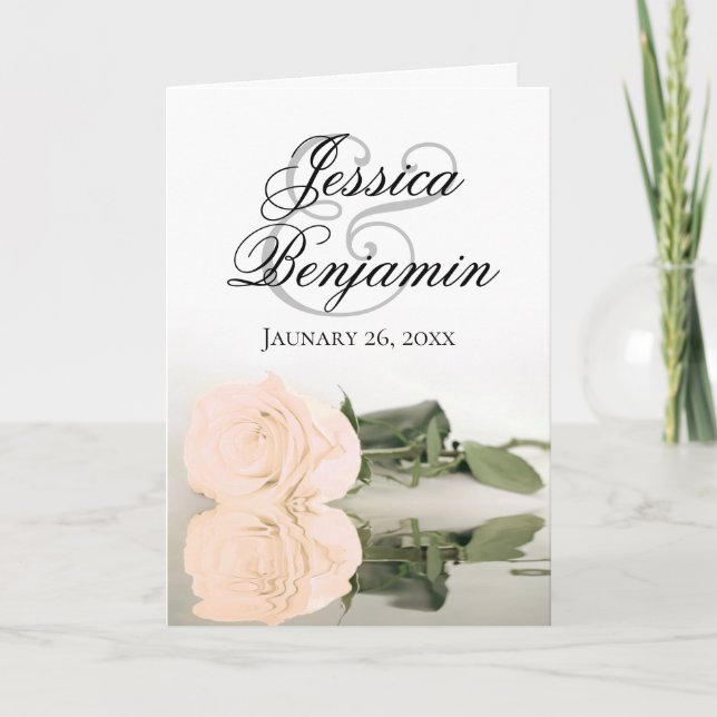 Ivory Peach Rose Elegantes romantisches Foto Hochz Einladung (Vorderseite)