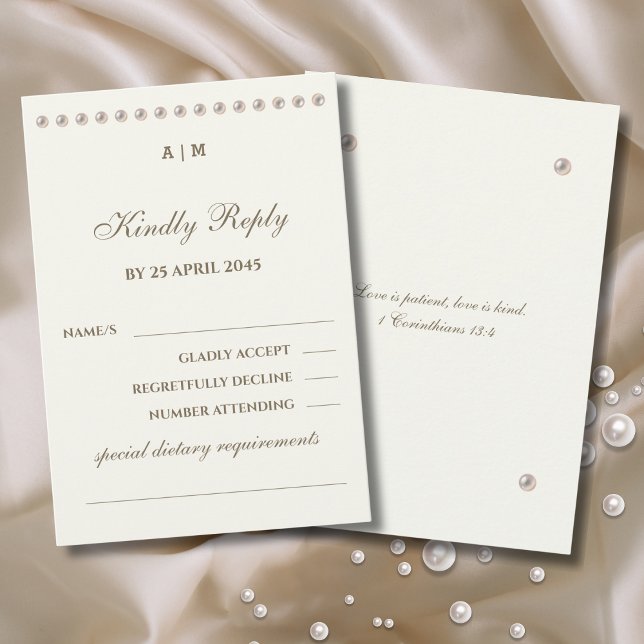 Ivory Pearl Christian Wedding RSVP Card  (Créateur téléchargé)