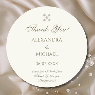 Ivory Pearl Christliche Hochzeit Danke Runder Aufkleber