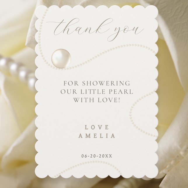 Ivory Pearl Elegant Baby Shower Dankeskarte (Von Creator hochgeladen)