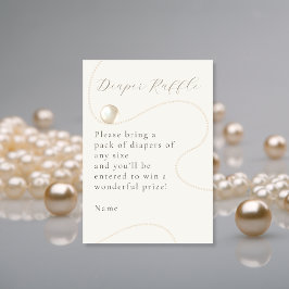 Ivory Pearl Elegant Baby Shower Diaper Raffles Begleitkarte