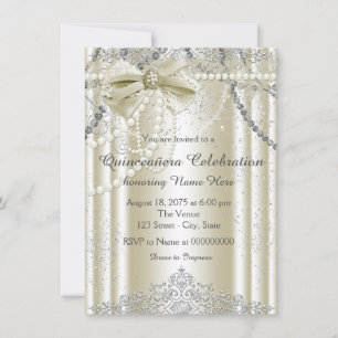 Ivory Pearl Quinceanera Einladung