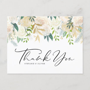 Ivory Peony Blume und Rose Hochzeit Vielen Dank Postkarte