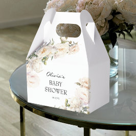 Ivory Peony Floral Neutral Favor Geschenkschachtel