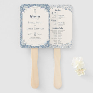 Ivory Periwinkle Wildflower Wedding Program Fächer