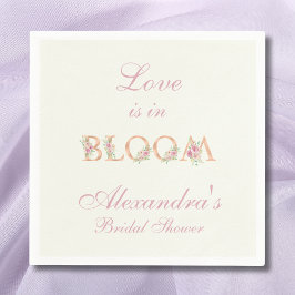 Ivory Pink Floral Love is in Bloom Bridal Shower Serviette