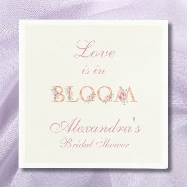 Ivory Pink Floral Love is in Bloom Bridal  Shower Serviette (Von Creator hochgeladen)