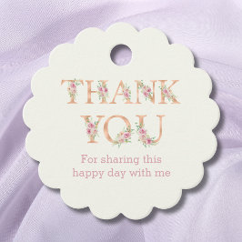 Ivory Pink Roses Floral Bridal Shower Thank You Geschenkanhänger
