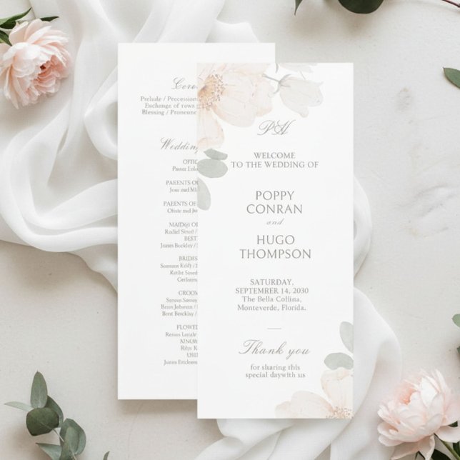 Ivory | Programme de mariage chic à fleurs aquarel (Créateur téléchargé)