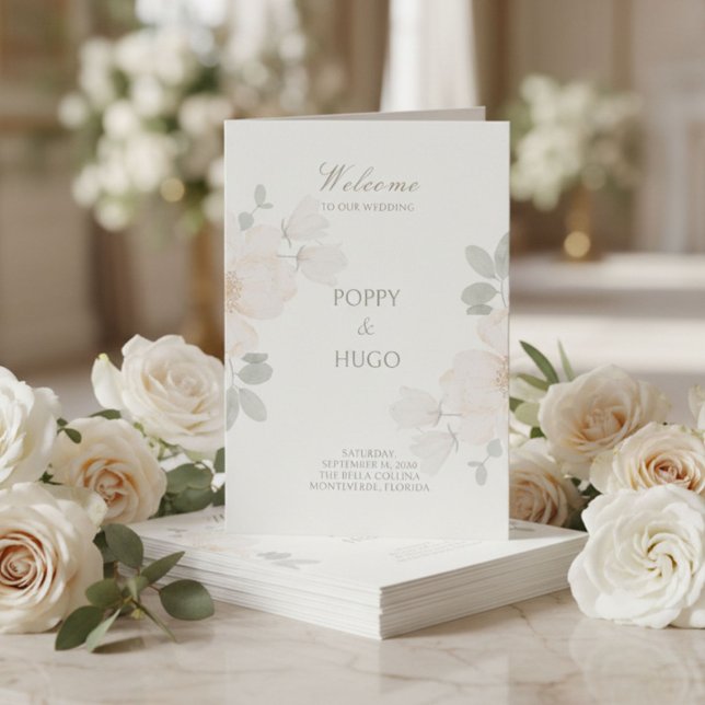 Ivory | Programme de mariage chic à fleurs aquarel (Créateur téléchargé)