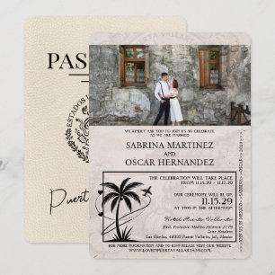 Ivory Puerta Vallarta Passport Wedding Einladung