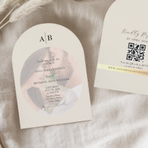 Ivory QR Code and Monogram Photo Wedding