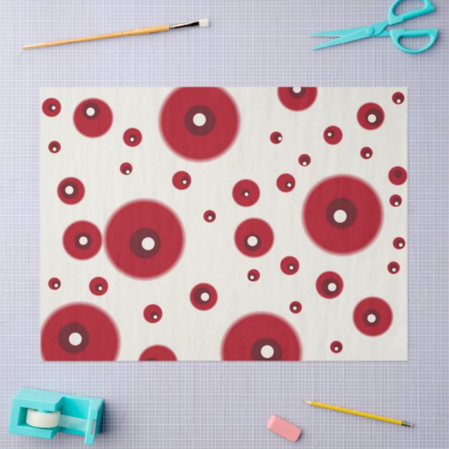 Ivory Red Dots Funky Pattern Decoupage Seidenpapier (Basteln)