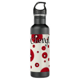 Ivory Red Dots Funky Whimsical Circle Pattern  Edelstahlflasche