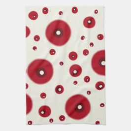 Ivory Red Dots Funky Whimsical Circle Pattern  Geschirrtuch