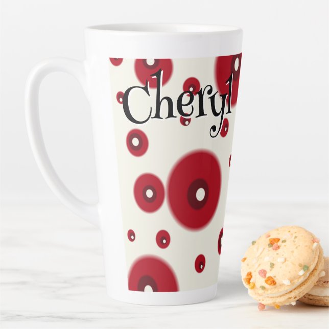 Ivory Red Dots Funky Whimsical Circle Pattern  Milchtasse (Beispiel)