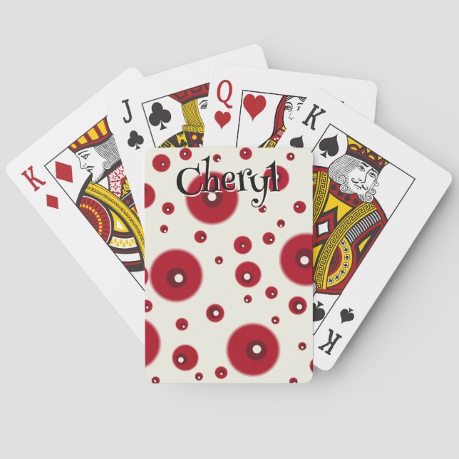Ivory Red Dots Funky Whimsical Circle Pattern  Spielkarten (Rückseite)