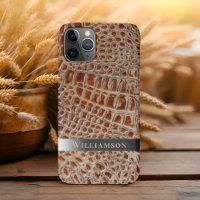Ivory Red Reptile Digital Leather Rauch Metall