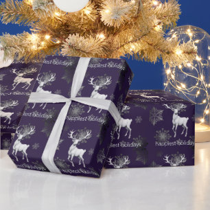 Ivory Reindeer Weihnachten Lila Geschenkpapier