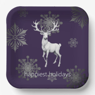 Ivory Reindeer Weihnachten   Lila Pappteller