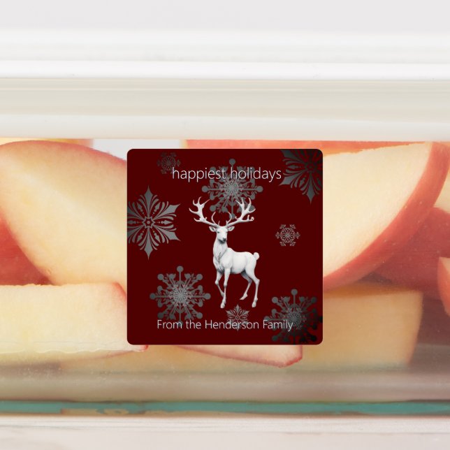 Ivory Reindeer Weihnachten | Personalisiert Etiketten (Befestigt)