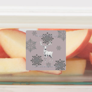 Ivory Reindeer Weihnachten   Personalisiert rosa Etiketten