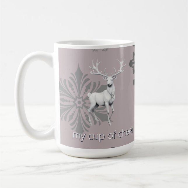 Ivory Reindeer Weihnachten | Pink Kaffeetasse (Links)