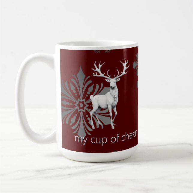 Ivory Reindeer Weihnachten | Rot Kaffeetasse (Links)