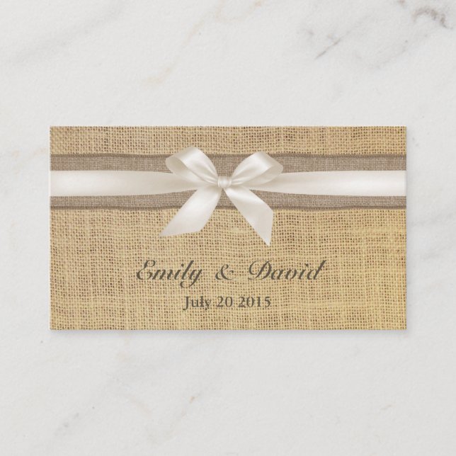 Ivory Ribbon Burlap Site Mariage Insérer une carte (Devant)