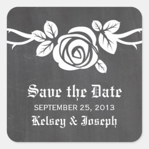 Ivory Rose Chalkboard Save the Date Stickers