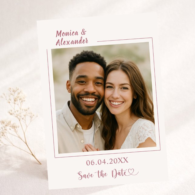 Ivory rose gold photo wedding Save the Date Flyer (Von Creator hochgeladen)