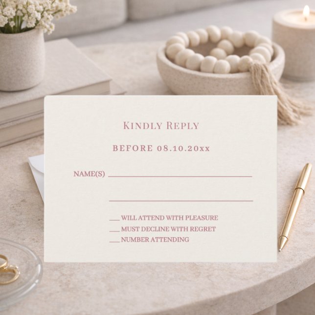 Ivory rose gold wedding response RSVP Mitteilungskarte (Von Creator hochgeladen)