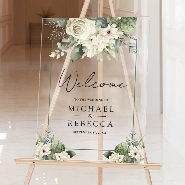 Ivory Rose Sage Green Floral Wedding Welcome (Créateur téléchargé)