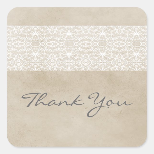 Ivory Rustic Lace Danke Stickers (Vorderseite)