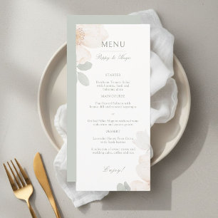 Ivory & Sage Aquarell-Blumen-Hochzeitsmenükarte Menükarte