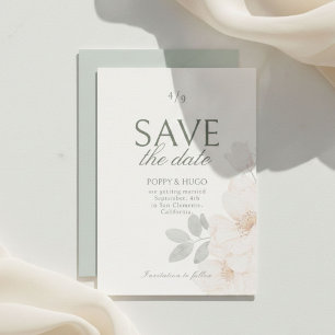 Ivory & Sage Florale Hochzeit-Spar-Karte RSVP Karte