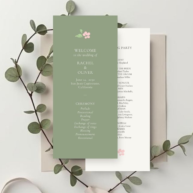 Ivory & Sage | Programme de mariage floral rose ch (Créateur téléchargé)