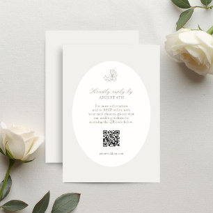Ivory & Sand Carte de réponse ovale QR florale