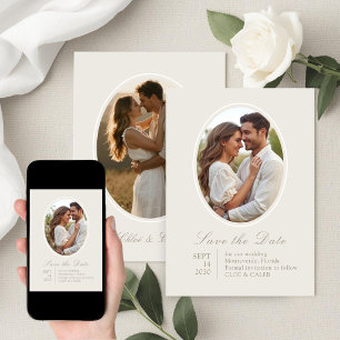 Ivory & Sand Chic Couple Script Hochzeit Save The Date