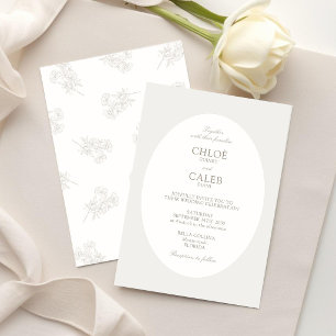 Ivory & Sand   Faire-part de mariage ovale botaniq