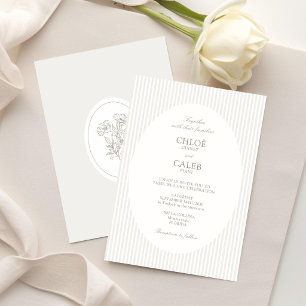 Ivory & Sand   Faire-part de mariage ovale botaniq