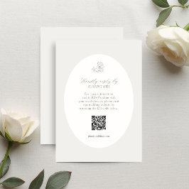 Ivory & Sand | Floral QR Oval Response Card RSVP Karte