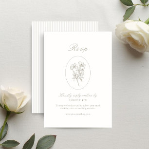 Ivory & Sand Streifen Blumenhochzeit RSVP Karte