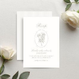 Ivory & Sand | Stripes Floral Wedding  RSVP Karte