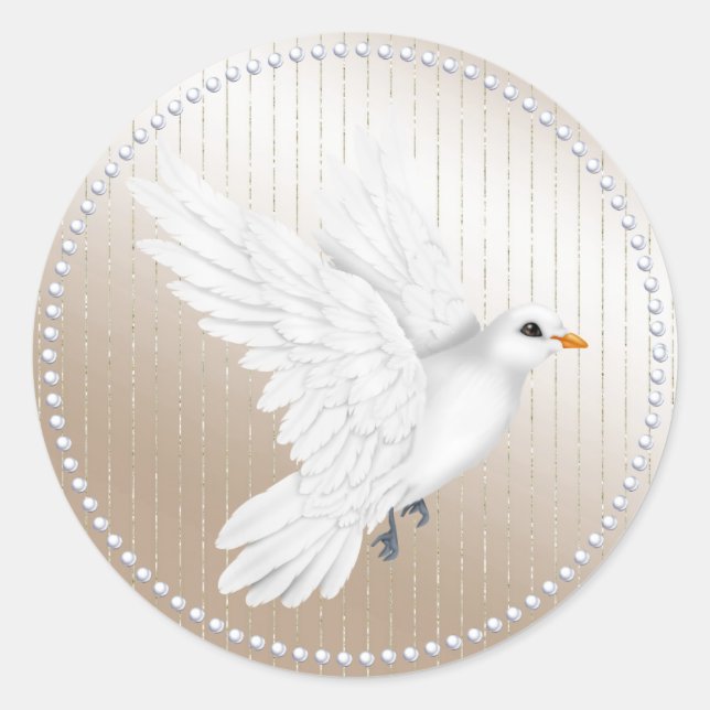 Ivory Satin Pearl and Dove Wedding Sticker (Vorderseite)