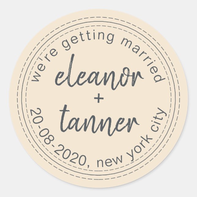 Ivory Save the Date Wedding Umschlag Aufkleber (Vorderseite)