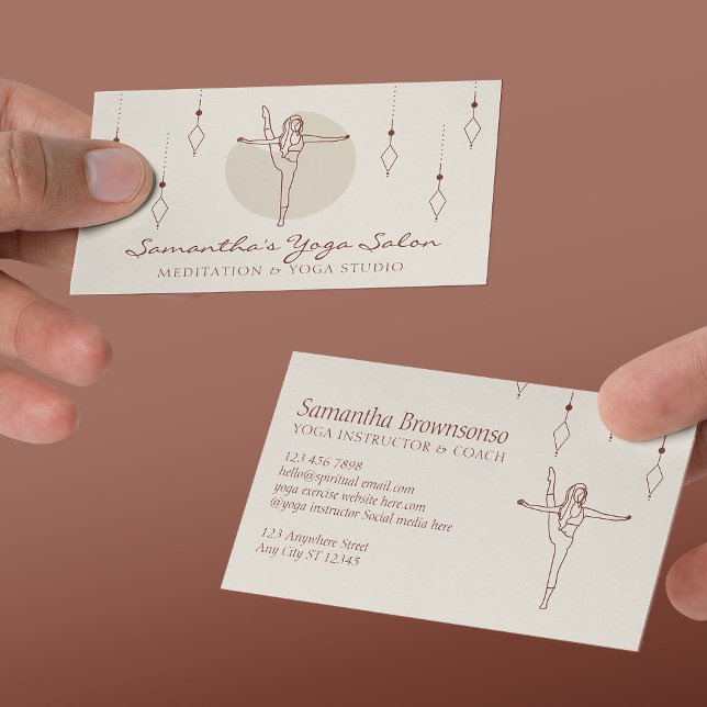 Ivory Secret Geometry Pose Yoga Pilates Spirituell Visitenkarte (Ivory Secret Geometry Pose Yoga Pilates Spiritual Business Card
)